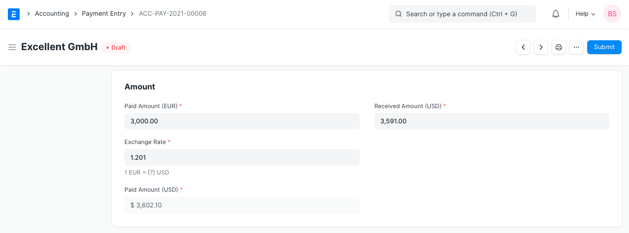 Multi-currency in Payment Entry